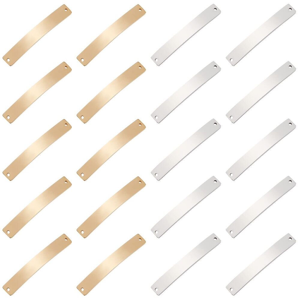 1891 20Pcs 2 Colors Stainless Steel Blank Tags Rectangle Stamping Blanks